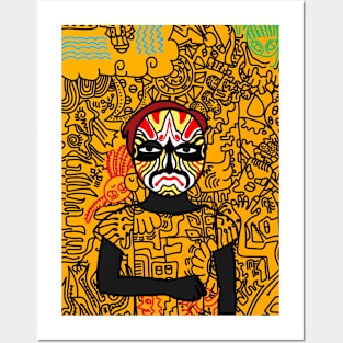 Exquisite Digital Art Collectible - Character with FemaleMask, ChineseEye Color, and DarkSkin on TeePublic Posters and Art